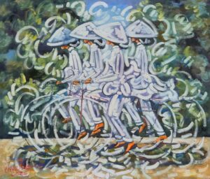 QT 617_120x140cmSchoolgirls on bicycle_6000$